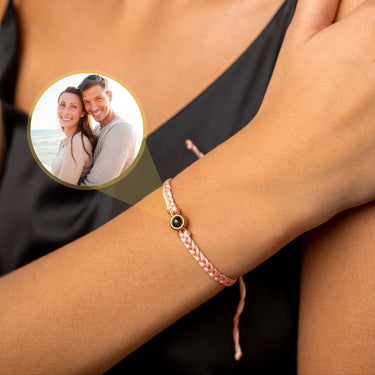 Circle Personalized Photo Bracelet - Personalized Gift - Custom Jewelry For Her & Him - Custom Bracelet Picture - Personalised Photo Gift Bracelet Pink / Gold Brother & Sisters